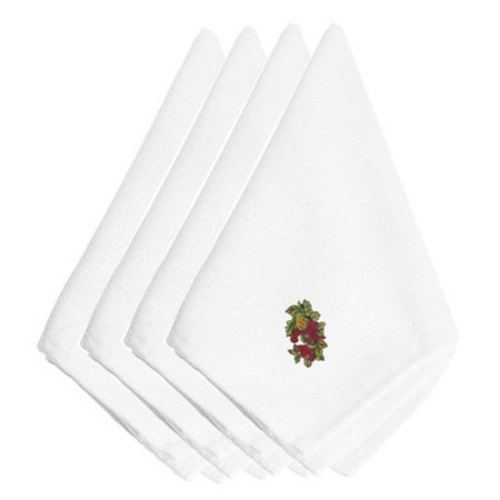 CAROLINES TREASURES Fall Raspberry Bunch Embroidered Napkins, Set of 4 EMBT3816NPKE